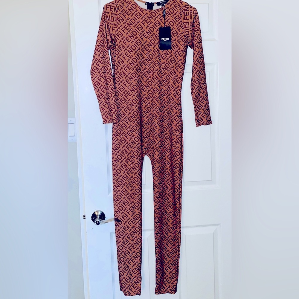 Fendi X Skims long sleeve jumpsuit/bodysuit/catsuit/onesie